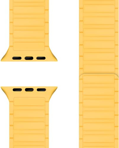 NALIA Nexus Cinturino Magnetico Compatibile con Apple Watch Cinturino Series Ultra/SE 10 9 8 7 6 5 4 3 2 1, 42/44/45/46/49mm, Silicone Traspirante, Bracciale Sportivo, Colore:Giallo Soleggiato