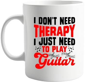 signkitsuk I Don’t Need Therapy, I Just Need to Play Guitar 11oz Coffee Mug – Humorous Gift for Guitar Players, Music Lovers, Rock Fans, Acoustic & Electric Guitarists
