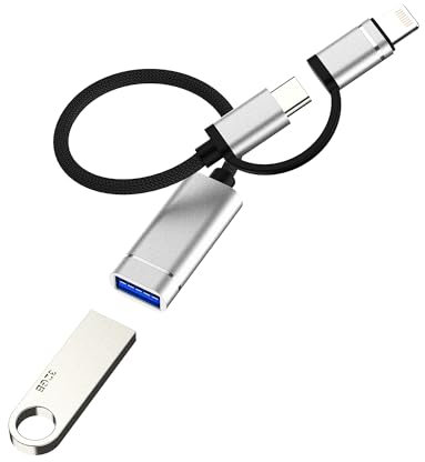 Adattatore Lightning USB C maschio a USB Female (2 in 1) OTG 3.0 per iPhone 16 15 14 13 12 Pro Max per Apple compatibile con Samsung S25 Adaptateur fotocamera digitale foto per iPad lettura di schede