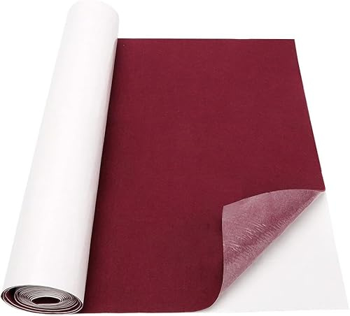 Gohytal Filz Selbstklebend Rot 1mm, 40x220cm Klebefilz Selbstklebend, Bespannstoff aus Filz, Filzstoff Selbstklebender, Innenraumverkleidung Bastefilz für DIY Box Liner