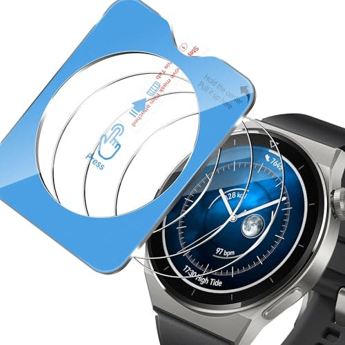 Aerku Pellicola Vetro Temperato per Huawei Watch GT 3 GT3 Pro 46MM [3 Pezzi], Ultra Trasparente 9H Protezione Schermo Pellicola Protettiva con Aiuti di Posizionamento per l'installazione