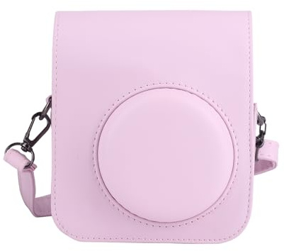 Frankmate Kamera Tasche Kompatibel mit Fujifilm Instax Mini 12 11, PU-Leder Schutzhülle mit Tasche und abnehmbaren Einstellbar Riemen (Blossom Pink)