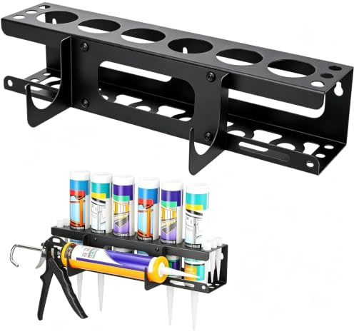 Support Cartouche Silicone Utilitaire, Support de Tube de Calfeutrage Mural | 6 Trous Support Aerosol Pour rangement garage, rangement atelier et Maison (A)