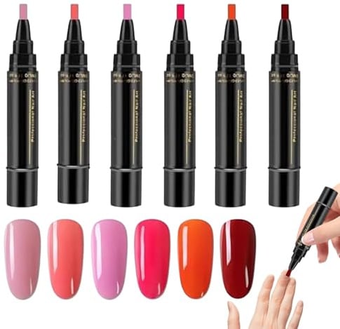 Stylo Vernis À Ongles - 6 Couleurs Ensemble De Stylos À Ongles | Kit De Vernis À Onglerie Gel | Ensemble De Stylos Pour Laque À Onglerie Gel En Une Étape Pour Salon À Domicile Pour Femmes