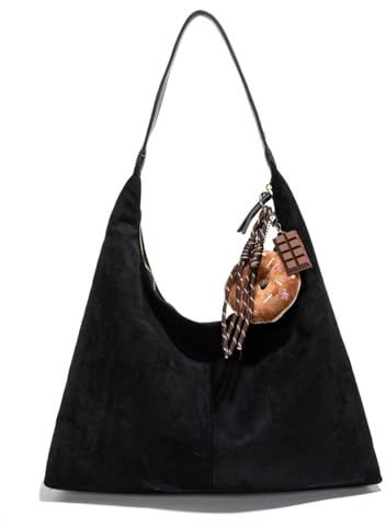 Aucuu Handtasche Damen, Wildleder Hobo Bag, Wildleder Tote Bag Shopper Tasche, Groß Crossbody Vintage Shoulder Tasche, Retro Slouchy Beuteltasche Schultertasche