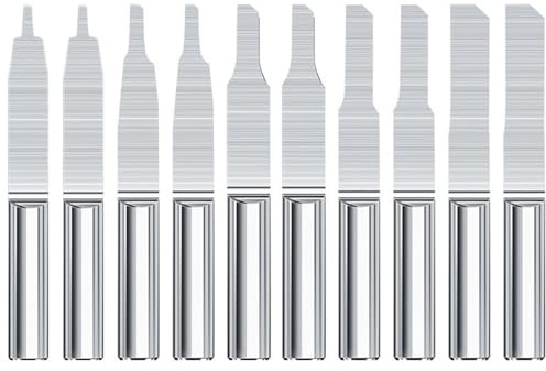 LLMWFA PCB-Fräser, 1/8 Zoll Schaft, 0,8/1/1,5/2/3 mm CNC-Gravierfräser, Hartmetall-Fräser-Set, 10 Stück