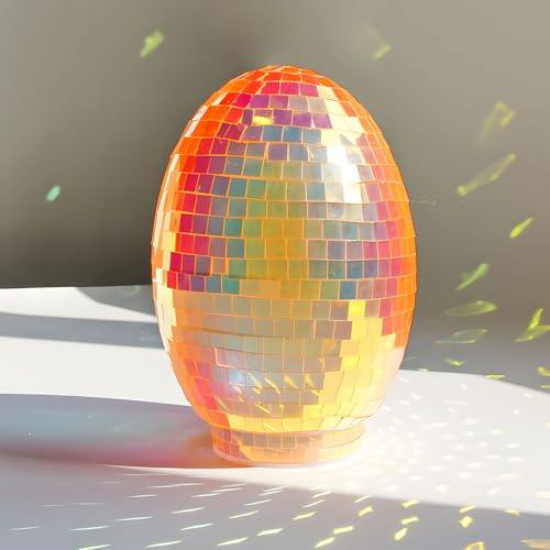 FUFRE Osterdeko Ostereier Mit LED Licht, Glas Ostereier Deko Mit Beleuchtung, Frühlingsdeko Nachtlicht Ei Batterienbetrieben, Multifunktional Osterdeko Tisch Led Osterei Für Ostergeschenke (A)