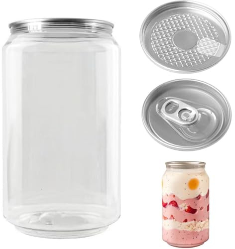 UIBAO Gobelets en Forme de canette,Contenants Transparents avec Couvercle,Bouteille de jus Polyvalente pour café glacé,Smoothies,bière et Cocktails 500pcs