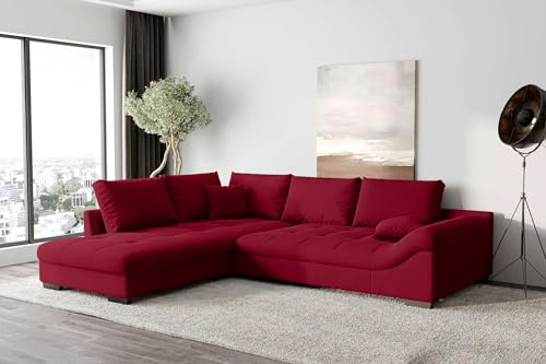 99rooms Terra Ecksofa Polsterecke Eckcouch Velours Kronos Rot Ottomane Links