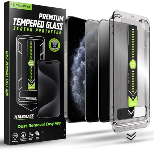 Techsuit Blickschutzfolie 2er Pack für iPhone X, XS, 11 Pro Gehärtetes Glas mit Vollständige Abdeckung, HD Klarheit, Stoßschutz, TitanGlass FullCover Privacy