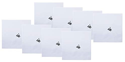 Retreez Taschentücher für Herren, 8-teilig, reine Baumwolle, Monogramm, Geschenk-Set, Initiale W, Weiß, Einheitsgröße