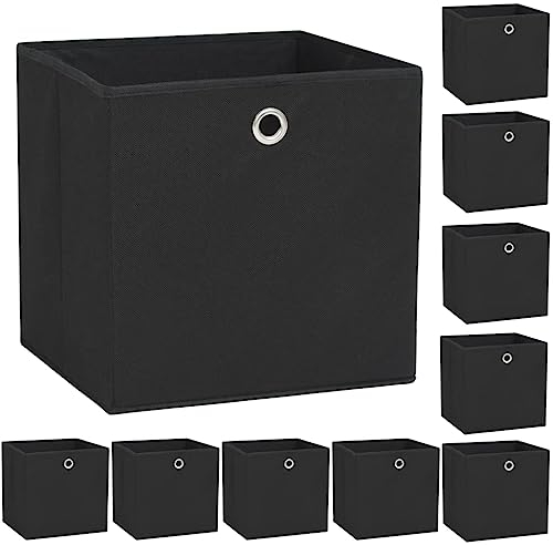 vidaXL 10x Aufbewahrungsbox Vliesstoff 32x32x32cm Schwarz Faltbox Regalkorb
