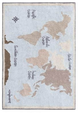 Lorena Canals Waschbarer Teppich Vintage Map Natürliche Baumwolle -Mehrfarbig - 140x200 cm