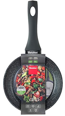 Metaltex NATIVA - Poêle en Aluminium Forgé 18 cm avec Granite Effect Anti-Adhésif STONE-TEX