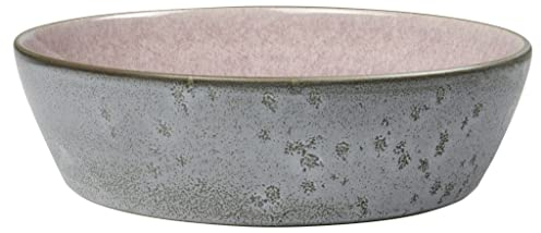BITZ Suppenschale, Suppenschüssel aus Steingut, 18 cm im Durchmesser, grau/hellrot