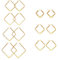 JewelryWe Schmuck 7 Paar Damen Ohrringe Edelstahl Poliert große Quadrat Viereck Geometrie Hoop Creolen Ohrstecker Gold 20mm~50mm