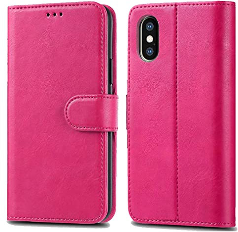 Apple iPhone XR 6.1 Cases - Premium Wallet Leather Flip Case Cover For iPhone XR 6.1 [Card Holder] [Magnetic Closure] (Pink)