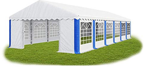 Das Company Tenda per Feste bianco-blu 6x12m Impermeabile 240 g/m2 PE Telone Costruzione Summer