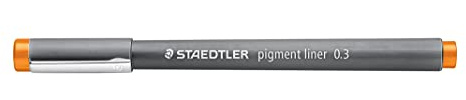 STAEDTLER pigment liner, hellbraun, Linienbreite 0,3 mm, dokumentenechte Pigmenttinte, lange Metallspitze, lange Lebensdauer, 10 Fineliner im Kartonetui, 308 03-7