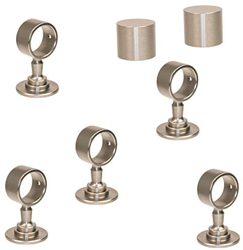 HAMBURGER TAUWERK-FABRIK EST. 1901 2 Endkappen und 5 Seilträger Classic Line Edelstahl matt für 30mm Handlaufseil