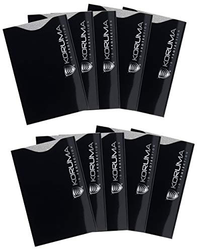 KORUMA Étui protége des Cartes de crédit, débit bloquant Les signaux RFID/NFC, Protection Portefeuille Titulaire - Protection RFID Carte bancaire (Noir/Argent)