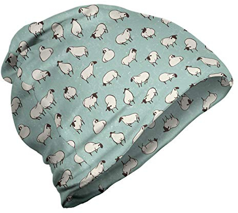 ABAKUHAUS Schaf Unisex Beanie, Repetitive Simplistic Tier, Wandern im Freien, Pale Seafoam Eierschale