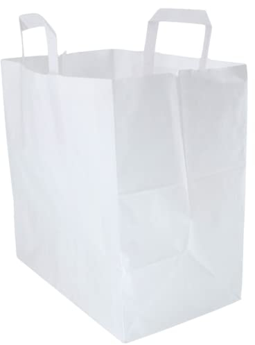 Enpack - 250 Papiertüten weiß mit Henkel - Geschenktüten für kleine Geschenke 26+17x26 cm - Papiertragetaschen aus Kraftpapier - Braune Papiertüten - Papier Geschenktaschen zum befüllen…