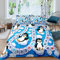 Loussiesd Kinder Pinguin Bettwäsche 135x200 cm Karikatur Antarktis Tiere Bettbezug Set Jungen Mädchen Süße Pinguin Spiel Drucken Bettwäsche Set Bettbezug, Raumdekor Blau 2 Stücke