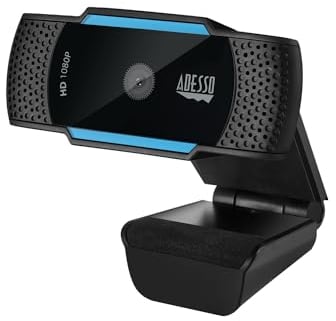 Adesso CyberTrack H5, 1080p HD Auto Focus Webcamera, built in dual microphone, noise cancellation, USB Webcam Plug and Play Desktop and Laptop Webcam for PC Windows Mac OS, for Video conferencing VOIP