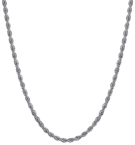 BOBIJOO JEWELRY - Chaîne Collier Maille Torsadé Corde 3mm 55cm Acier Inoxydable 316L Argenté