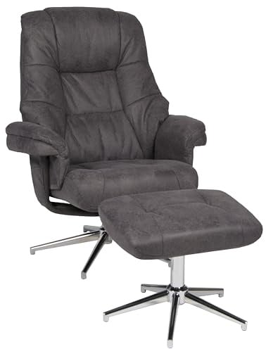 Duo Collection Relaxsessel Burnaby mit Hocker Buffel-Mikrofaser Anthrazit