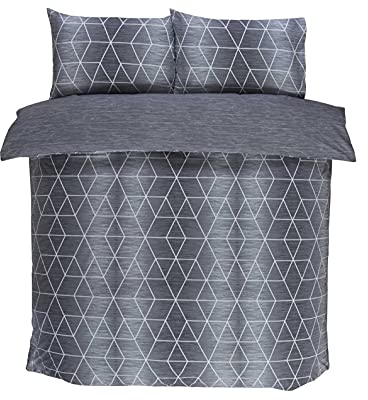 Rapport Home Calvin Shapes Geometrisches Wende-Bettbezug-Set, Grau, Doppelbett