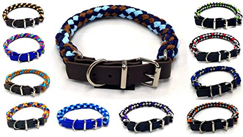Hundehalsband für kleine Hunde/mittlere Hunde/große Hunde verstellbar S/M/L/XL mit Biothane Schnallenverschluss L 49cm - 54cm, Afrika (hellblau, dunkelblau, braun)