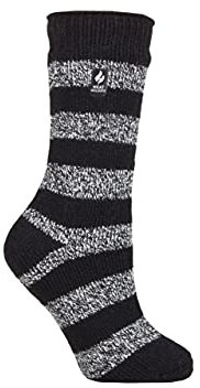 HEAT HOLDERS SOCKSHOP Damen 2.3 TOG Gemustert Thermische Socken Packung 1 (37-42, Tuscany Grob Streifen Schwarz/Weiß)