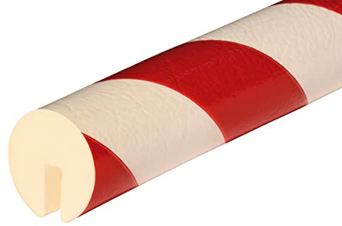 KAS1-RW Kantenschutzprofil von SMI-Kantenschutzprofi aus recyclebarem Polyurethanschaum für Innen- und Außeneinsatz geeignet - Rot/Weiß - Stoßschutz Warnprofil Schutzprofil PU-Schaum Rammschutz (1 m)