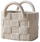 ZHDOKA Ceramic Vase Handbag, Handbag Vase Creative Ceramic Flower Basket, Hand Bag Shaped Sculpture, Plants Planters, Indoor Plant Pot (Tea White)