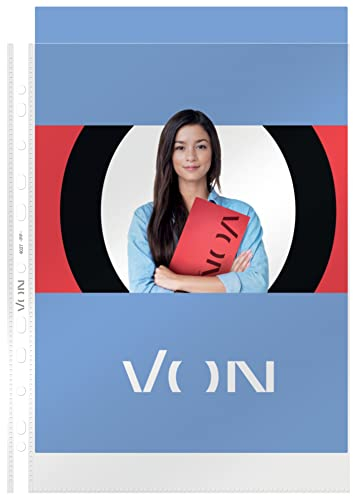 VON Leitz 50er Pack Transparente Prospekthülle A4, Öffnung oben, Hochwertiger, transparenter Kunststoff, Säurefrei, Dokumentenecht und gelocht, 50 Stück, 40271003