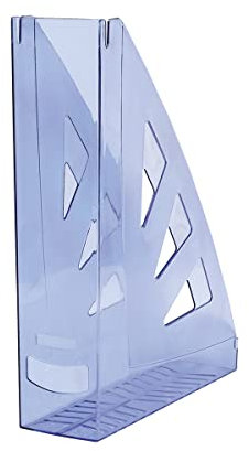 OFFICER PRODUCTS Stehsammler Modernes Design/ 10 Stück / A4 - Farbe: Blau Transparent/Hart-Kunststoff/Durchbrochen/Schreibtisch-Organizer für Zeitschriften/Bruchsicher