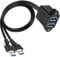 GINTOOYUN Cavo doppio USB 3.0 con vite di montaggio a pannello, chiusura a doppia vite, 2 porte USB 3.0 maschio a femmina (0,5 m)