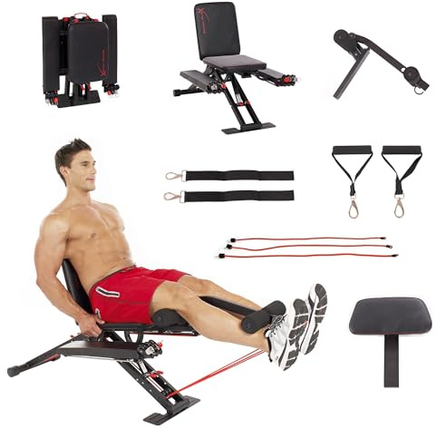 TOTAL FLEX L with Performance Pack Folding Weight Bench & Exercise Bench Press Rack - Fitness Benches, Gym Bench for Home, Workout Bench - Multi Gym Strength Training Equipment, Portable Gym Equipment