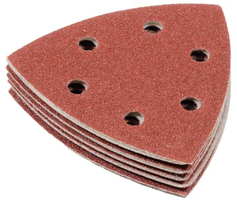 Makita D-58637 Delta-Schleifpapier 93 mm Körnung 180, 10 Stück, Klett, 6 Löcher, Schleifblatt für Holz, Metall, für Multitool, Multifunktionswerkzeug