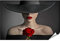 islandburner XXL Bild Poster Rote Rose Blume Frau Lippen Schwarzer Hut Mode Model Schönheit Premium Bilder Fotodruck
