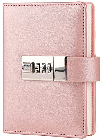 NectaRoy Mini Tagebuch mit Schloss, PU Leder Taschentagebuch, Reisetagebuch zahlenschloss, Notizbuch Notizbücher Abschließbar für Frauen Männer Student und Geschenk, Größe 10x14CM