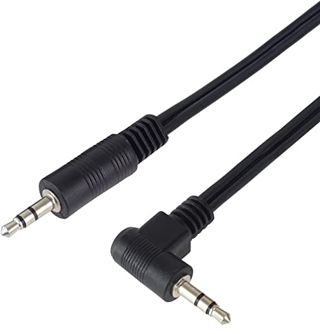 PremiumCord Cable Jack 5m, Conector 3.5mm, Macho a Macho 90°, Cable de Conexión de Audio Aux Para Auriculares, Para TV Celulares MP3 HiFi, Blindado, Color Negro