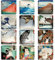 Berkin Arts 12Pcs Cute Square Crystal Glass Strong Magnetic Refrigerator Magnet Fridge Sticker Ukiyo-e The Great Wave Japanese Collection Katsushika Hokusai Series