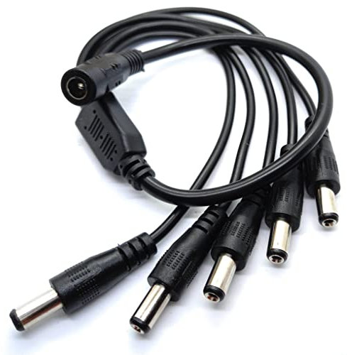 DRUT 5 Way 5.5mm to 2.1mm DC Power Splitter Lead Adapter 12V PSU to LED, CCTV Camera Cable (Five Way)