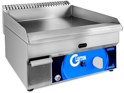 Cleiton® Plancha de Cocina a Gas de Cromo Duro | Plancha Industrial de Acero para Hosteleria de Calentamiento Rápido para Cocina Profesional | 50 cm | Sobremesa | 500x500x230 mm | Potencia 3 kW
