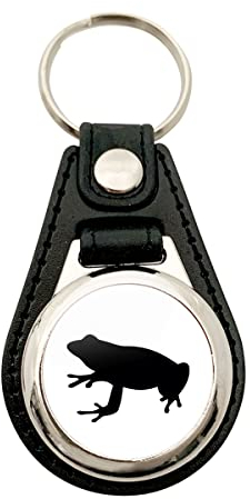 Huuraa Anhänger Frosch Kröte Silhouette Geschenk Metall mit Kunstleder Einkaufswagenlöser Frosch Kröte Präsent