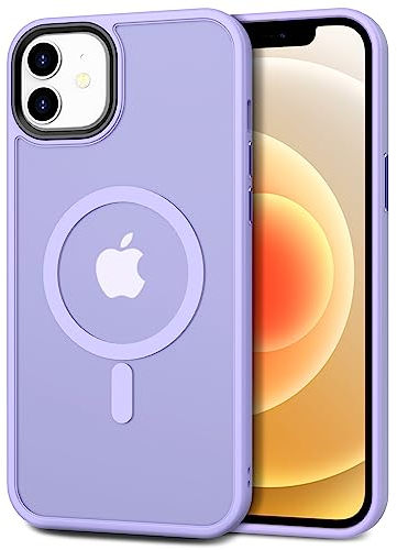 CACOE for iPhone 12/12 Pro Case with Camera Protection, Compatible with MagSafe, Shockproof Scratch-Resistant Magnetic Back Phone Cover for iPhone 12/12 Pro Case Light Purple