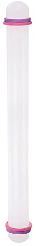 sourcing map Fondant Rolling Pin 20 Inch x 1.38 Inch Adjustable Guide Rings Non-Stick PP Plastic Fondant Roller Dough Roller Kitchen Decorating Tools for Cookie Pastry Pizza Clay